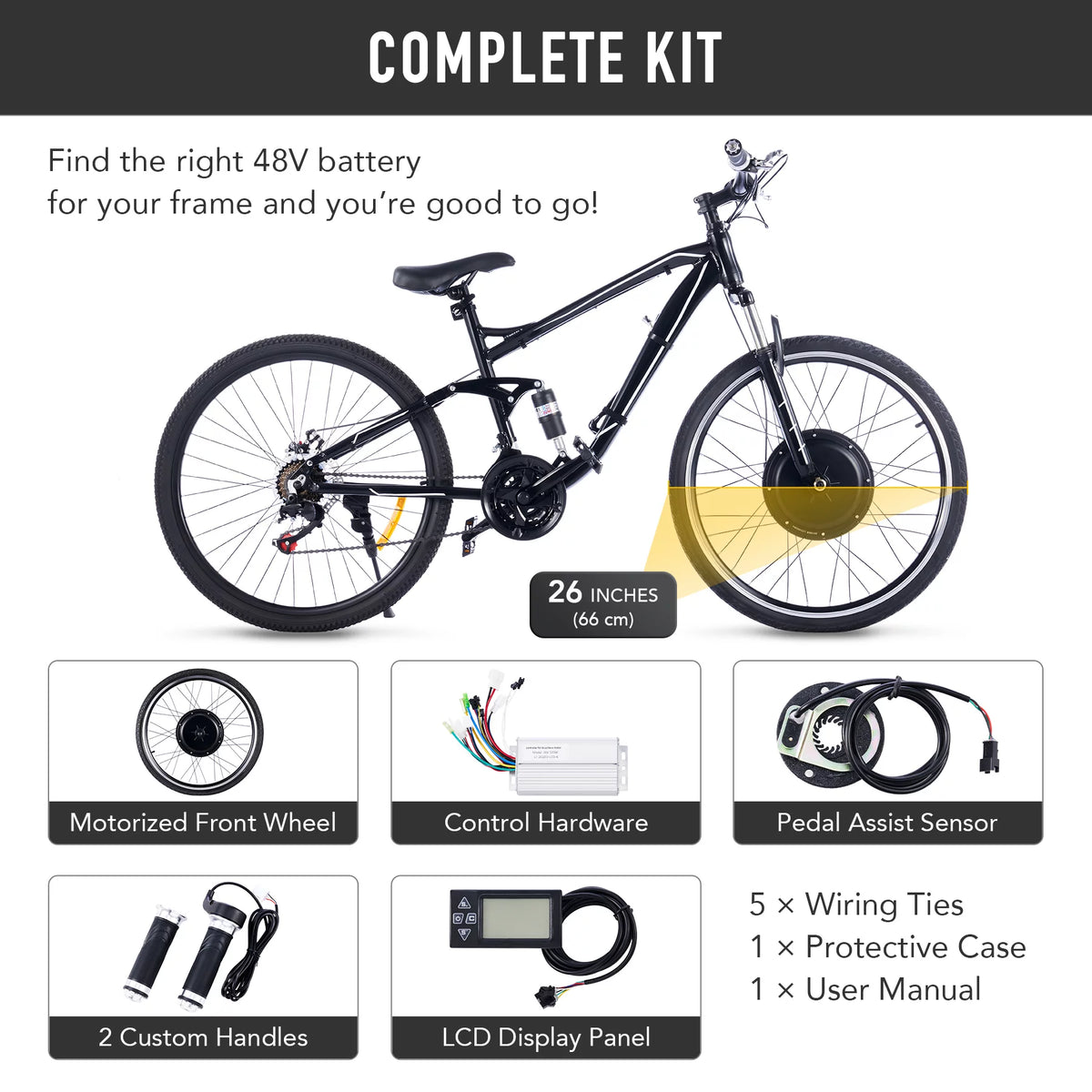 26 Inch 1000 Watt Electric Bike Conversion Kit J6725