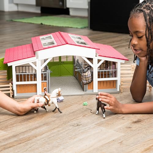 Horse Toy Playset with Rider, 2 Horses, Barn and Farm Figurine Accessories L661041
