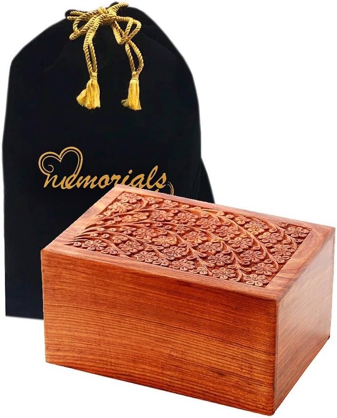 Solid Rosewood Cremation Urn with Hand-Carved Cross Design P590108