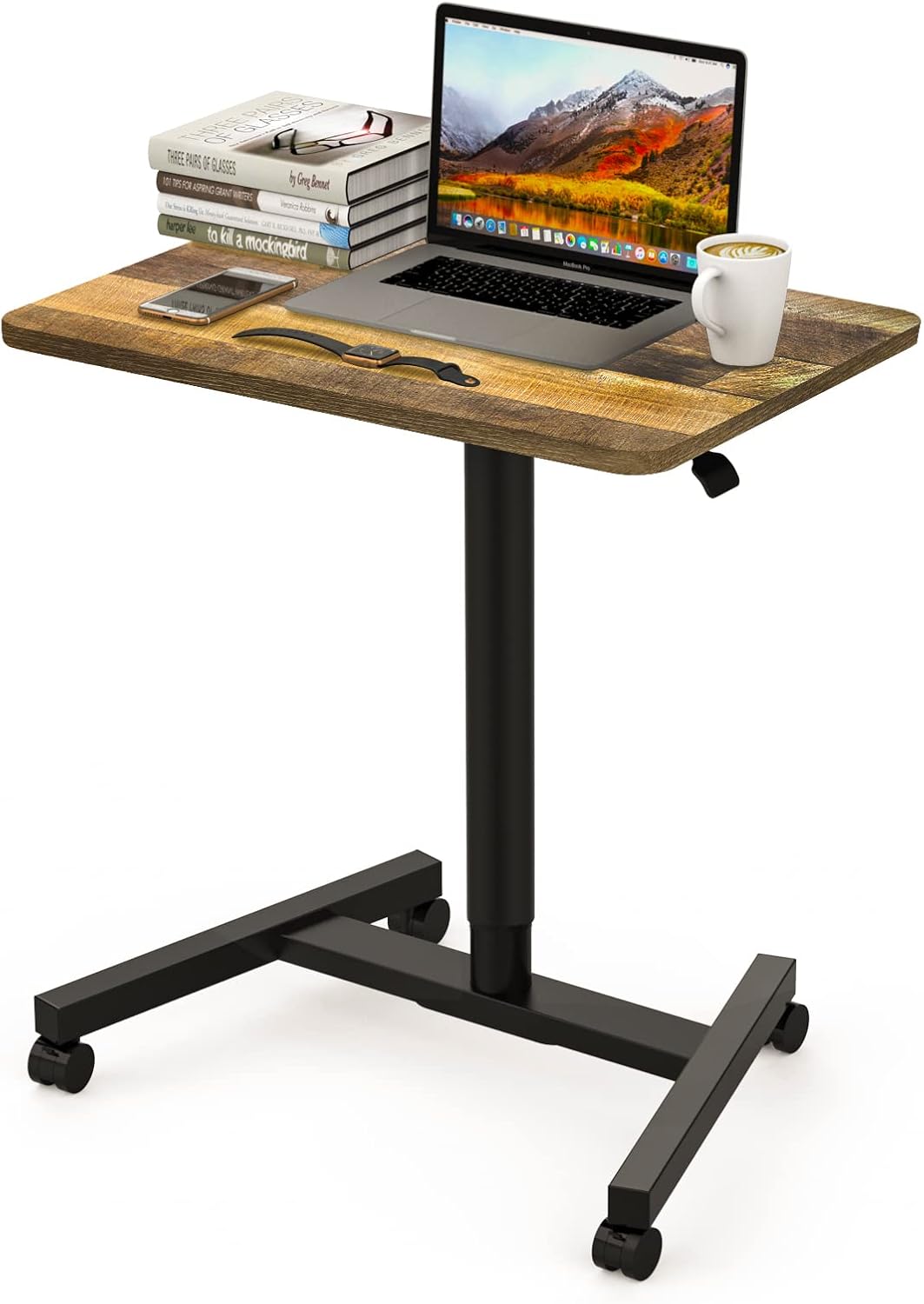 28 Inch Height Adjustable Rolling Laptop Desk with Wheels N53031