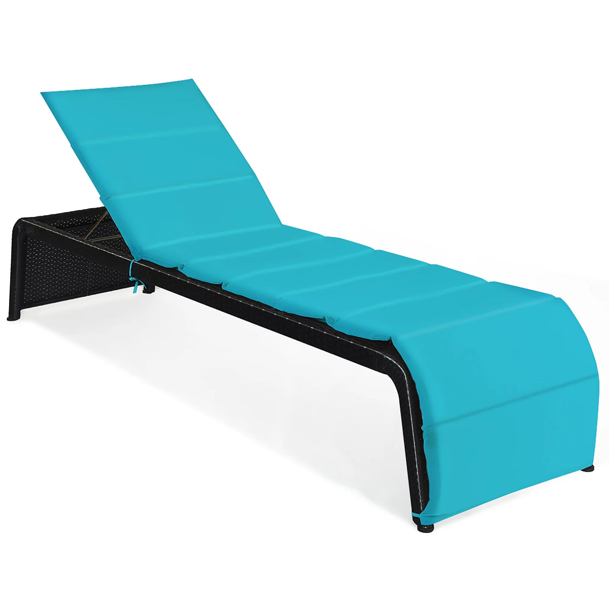 Turquoise Rattan Chaise Lounge Chair Q9541