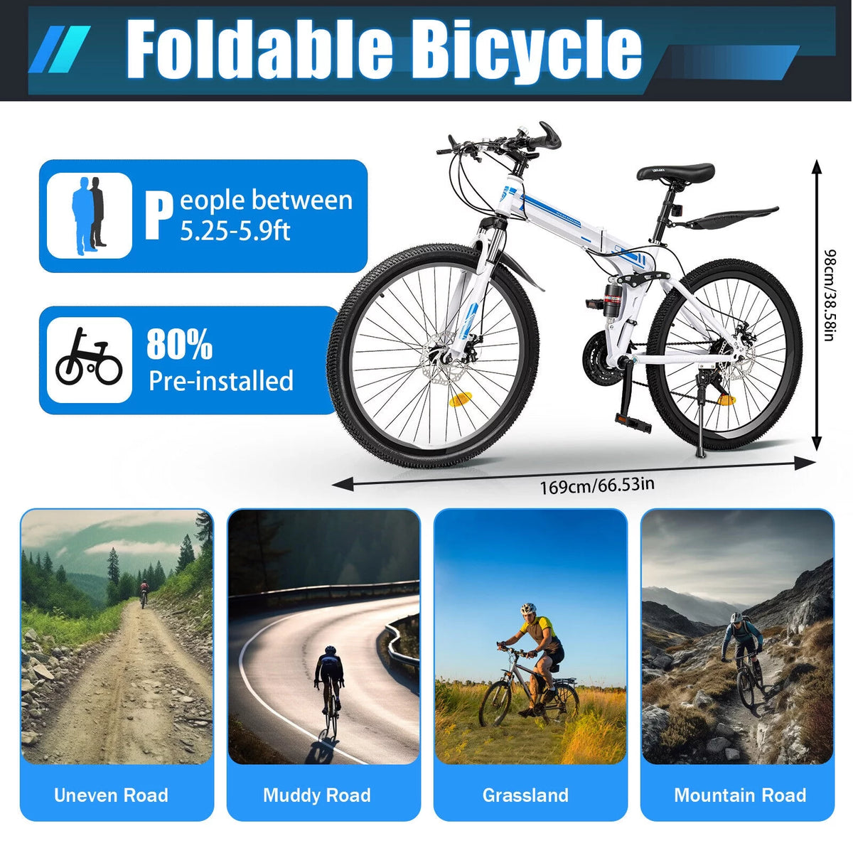 21-Speed Foldable Mountain Bike G95362
