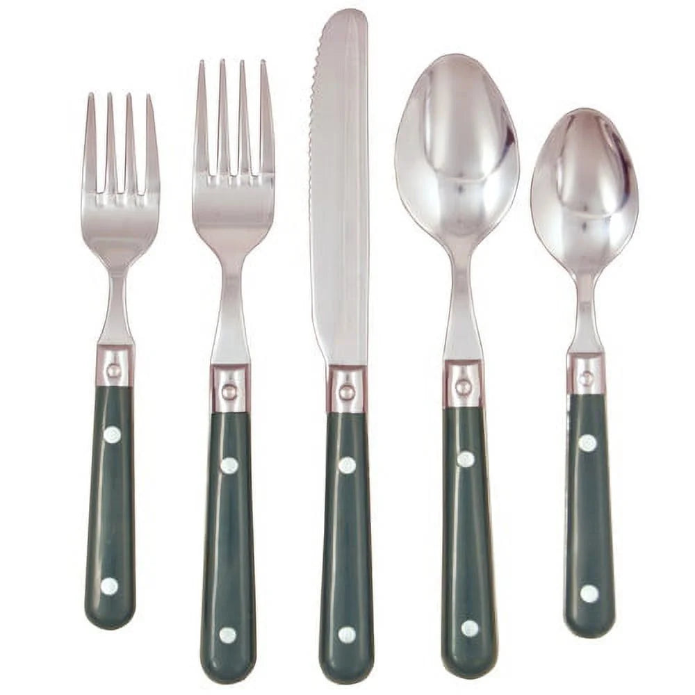 20-Piece Stainless Steel Flatware Set, Black, Service for 4 D622013